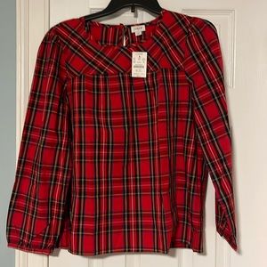 J. Crew red tartan plaid poplin shirt